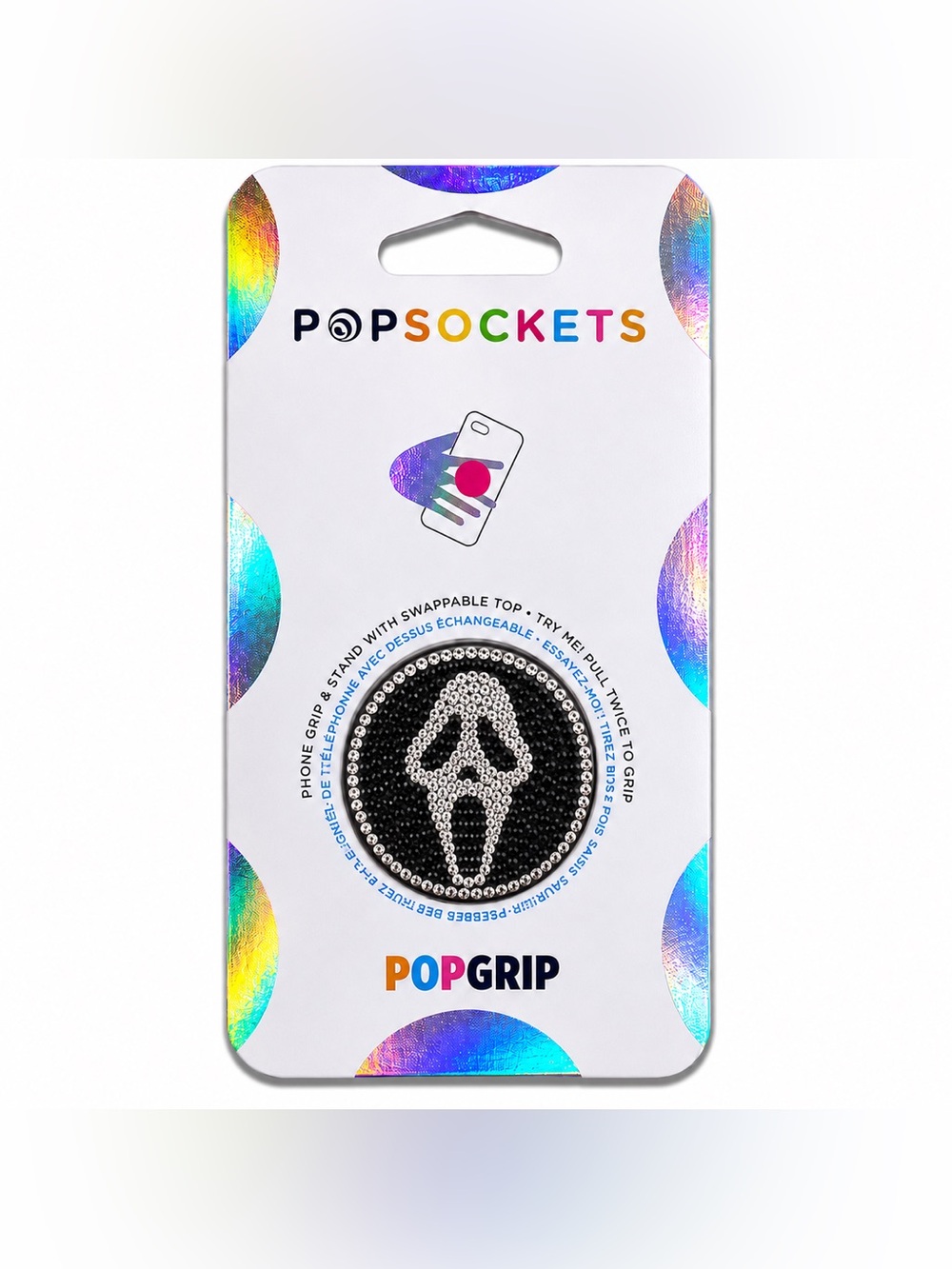 Luxe Crystal Diamond GhostFace Design PopSocket Phone Holder Grip New